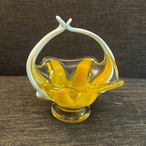 Vintage hand blown glass candy dish